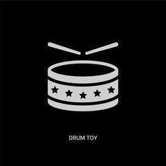 white drum toy vector icon on black background. modern flat drum toy from toys concept vector sign symbol can be use for web, mobile and logo.