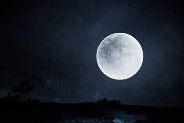 Fototapeta na wymiar Full moon night sky background