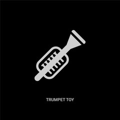 white trumpet toy vector icon on black background. modern flat trumpet toy from toys concept vector sign symbol can be use for web, mobile and logo.