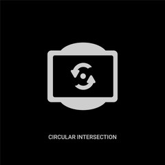 white circular intersection vector icon on black background. modern flat circular intersection from traffic signs concept vector sign symbol can be use for web, mobile and logo.