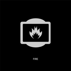 white fire vector icon on black background. modern flat fire from traffic signs concept vector sign symbol can be use for web, mobile and logo.