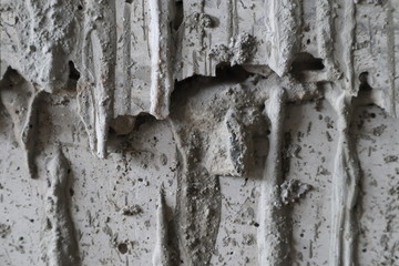 Overflowing cement from the design of the pole building