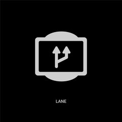 white lane vector icon on black background. modern flat lane from traffic signs concept vector sign symbol can be use for web, mobile and logo.