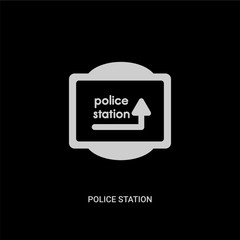 Fototapeta premium white police station vector icon on black background. modern flat police station from traffic signs concept vector sign symbol can be use for web, mobile and logo.