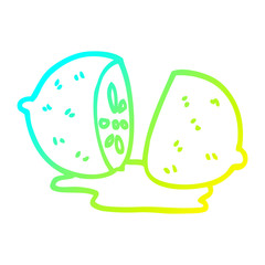 cold gradient line drawing cartoon sliced lemon