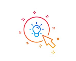 Idea lamp line icon. Mouse cursor sign. Light bulb symbol. Gradient design elements. Linear energy icon. Random shapes. Vector