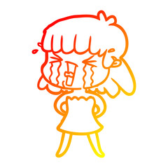 warm gradient line drawing cartoon woman