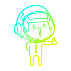 cold gradient line drawing happy cartoon astronaut