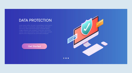 Data Protection Isometric Banner Template