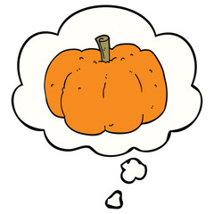 cartoon pumpkin and thought bubble
