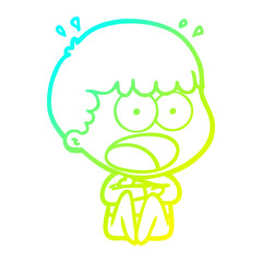 cold gradient line drawing cartoon shocked man