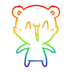 rainbow gradient line drawing happy polar bear cartoon