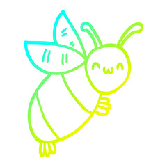 cold gradient line drawing cute cartoon bee