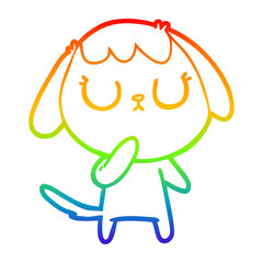 rainbow gradient line drawing cute cartoon dog