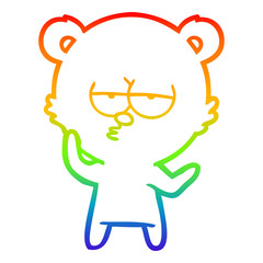 rainbow gradient line drawing bored bear cartoon