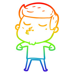 rainbow gradient line drawing cartoon model guy pouting