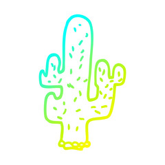 cold gradient line drawing cartoon cactus