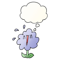cartoon flower and thought bubble in smooth gradient style