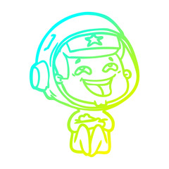 cold gradient line drawing cartoon laughing astronaut