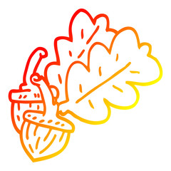 warm gradient line drawing cartoon acorn