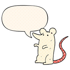 cartoon rat and speech bubble in comic book style