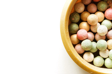 Powder balls isolated on white background. - Image