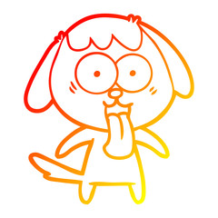 warm gradient line drawing cute cartoon dog