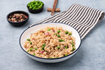 Japan rice fired with peas and chopstick