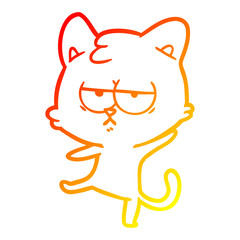 warm gradient line drawing bored cartoon cat