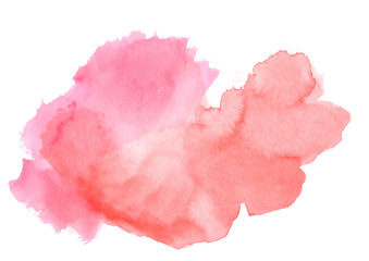 red watercolor abstract background.Colorful strokes on white background