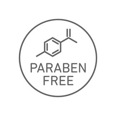 Paraben free icon cosmetic vector label. Vector logo skincare  health safe product with no paraben.