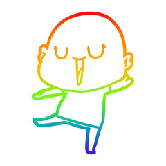 rainbow gradient line drawing happy cartoon bald man