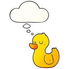 cartoon duck and thought bubble in smooth gradient style