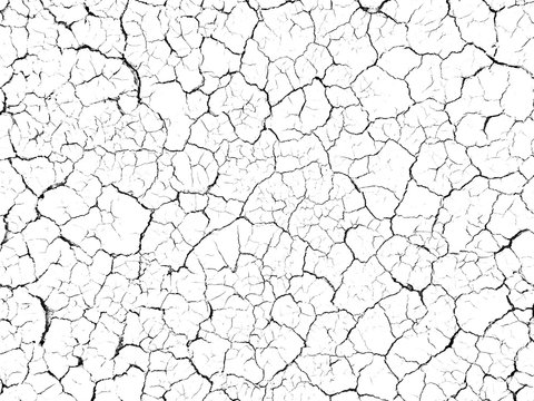 Structure cracked soil ground earth texture on white background, desert cracks,Dry surface Arid in drought land floor has many grooves and scratches.for overlay or print background