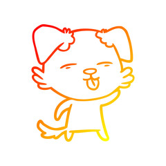 Obraz premium warm gradient line drawing cartoon dog sticking out tongue