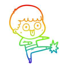 rainbow gradient line drawing cartoon man staring