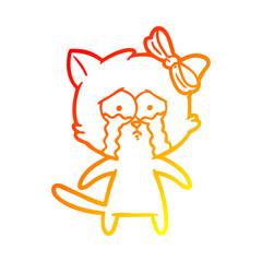 warm gradient line drawing cartoon cat