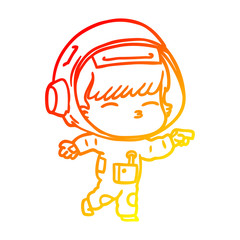 warm gradient line drawing cartoon curious astronaut