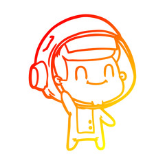 warm gradient line drawing happy cartoon astronaut man
