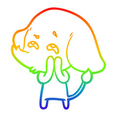 rainbow gradient line drawing cartoon elephant remembering