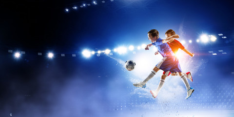 Obraz na płótnie Canvas Little soccer champions. Mixed media