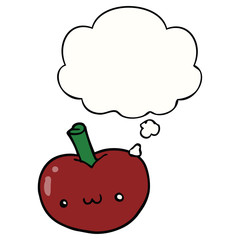 cartoon apple and thought bubble
