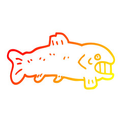 warm gradient line drawing cartoon large fish