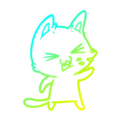 cold gradient line drawing cartoon cat hissing