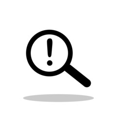 Search warning icon in flat style. Warning loupe symbol for your web site design, logo, app, UI Vector EPS 10.