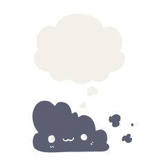 cute cartoon cloud and thought bubble in retro style