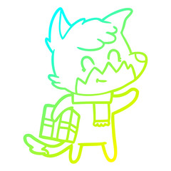 cold gradient line drawing cartoon friendly christmas fox