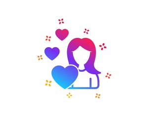 Woman in Love icon. Heart sign. Valentines day symbol. Dynamic shapes. Gradient design love icon. Classic style. Vector
