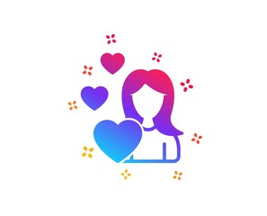 Woman in Love icon. Heart sign. Valentines day symbol. Dynamic shapes. Gradient design love icon. Classic style. Vector