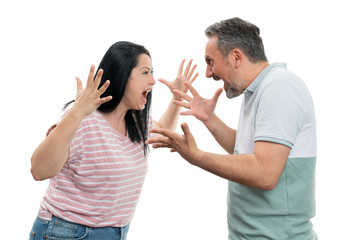 Man and woman fighting